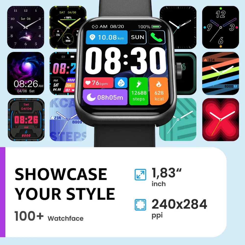 TOZO S3 Ultimate Smart Watch, HD Touchscreen, Health Monitoring, Waterproof